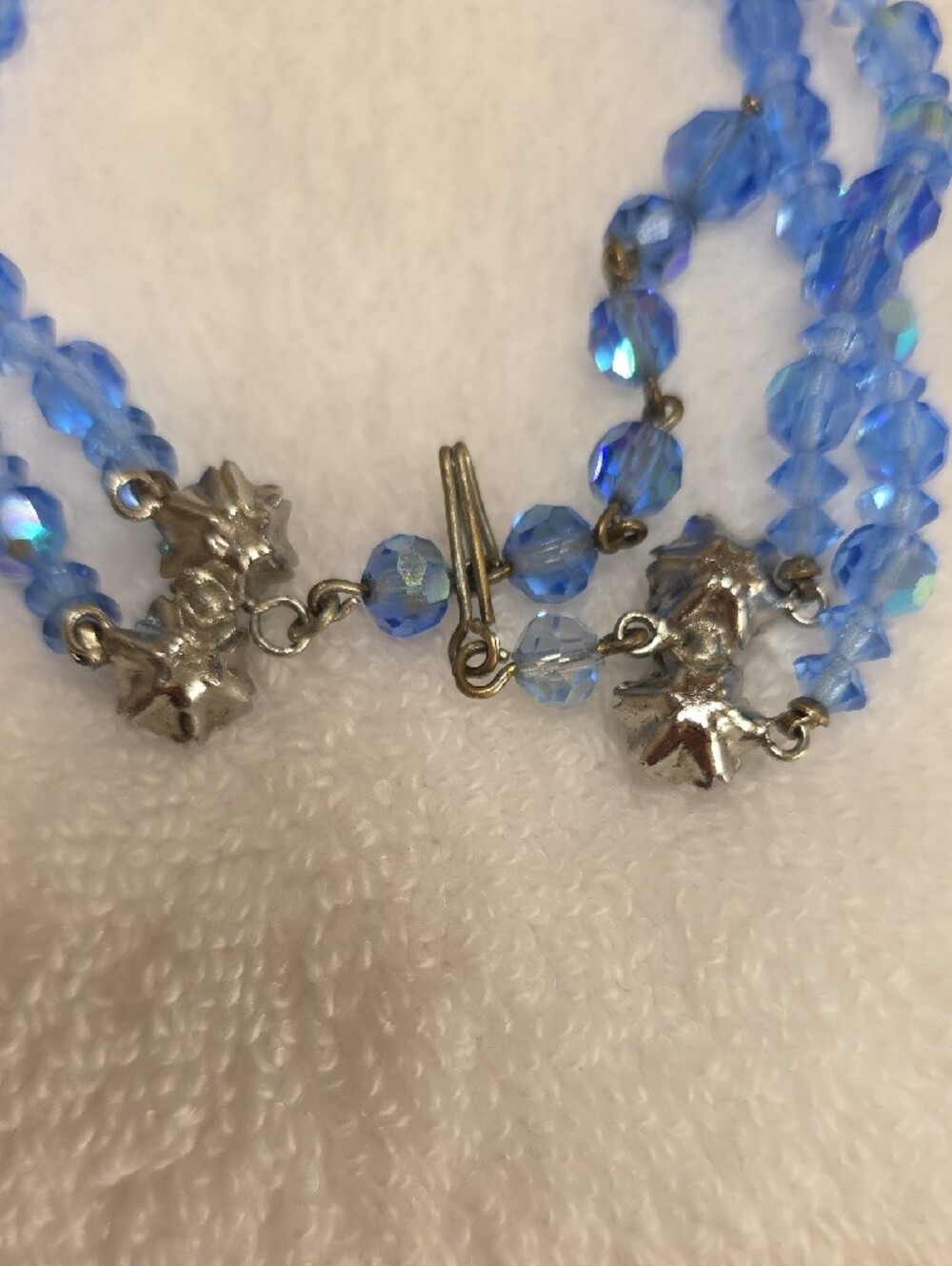 Vintage Graduated AB Blue Crystal Double-Strand Necklace - Picture 6 of 6